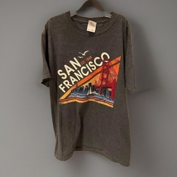 San Francisco Golden Gate Bridge Tee Shirt Grey Mens Size Small - Picture 2 of 7